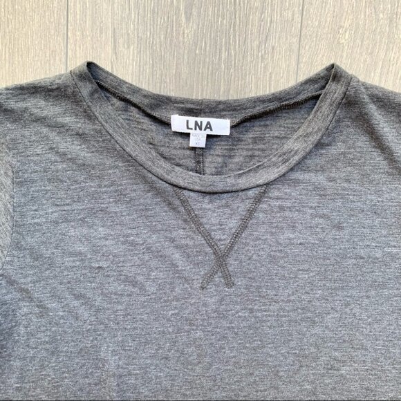 Revolve LNA Annie Crop Top Tee T-Shirt Short Sleeve Crew neck Granite Grey XS - Picture 10 of 14